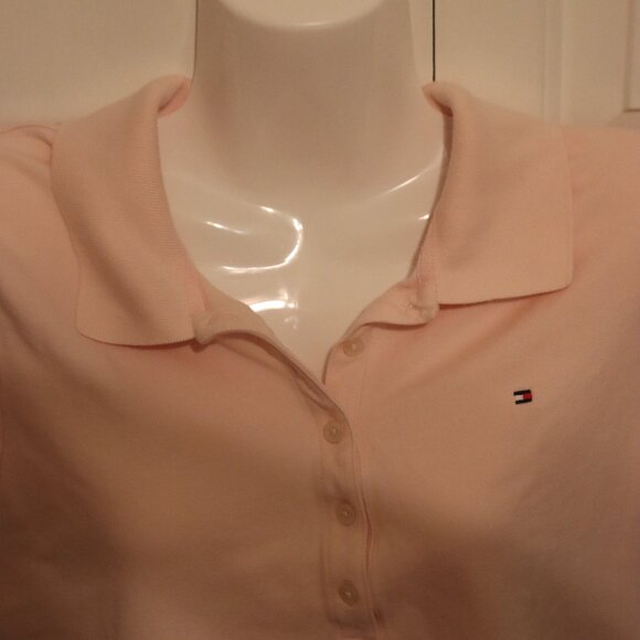 Tommy Hilfiger Soft Pink Button Front Polo Size Large Business Casual Preppy - Picture 11 of 13